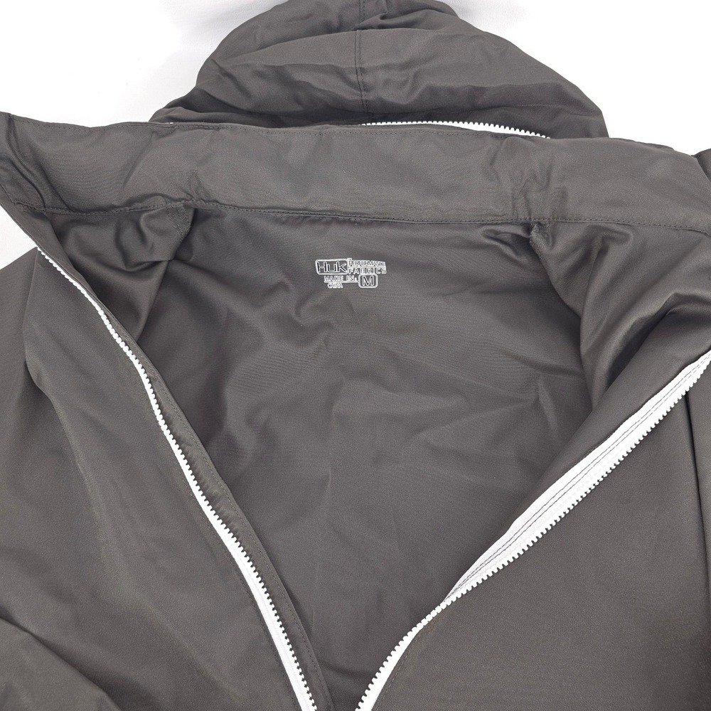 Huk Breaker Performance Windbreaker Jacket Gray Hooded Lightweight Shell Medium - Picture 5 of 16